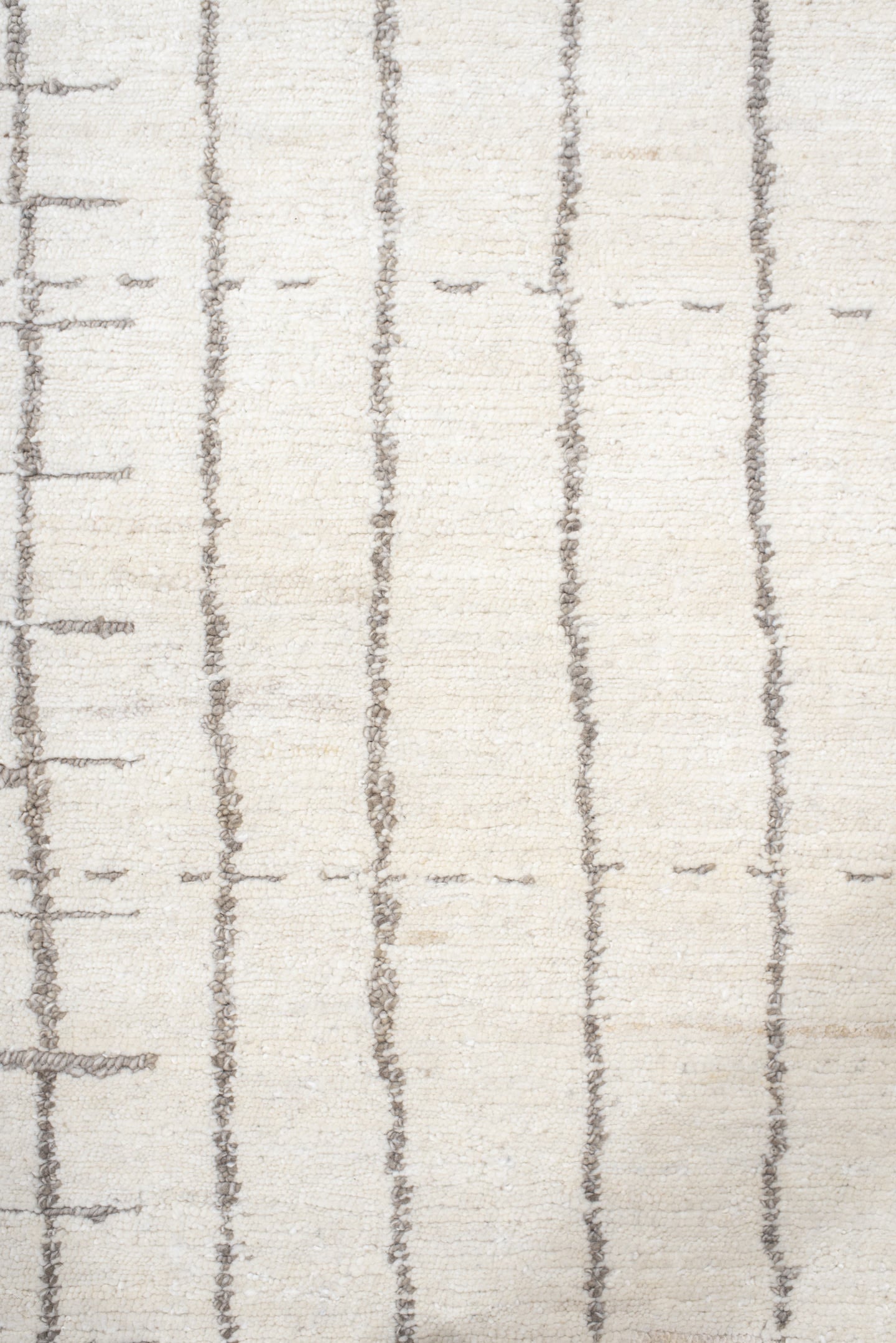 9' x 12' one-of-a-kind handmade vintage Tribeca large size rug. Color palette: ivory, taupe, cream, beige, light gray, gray