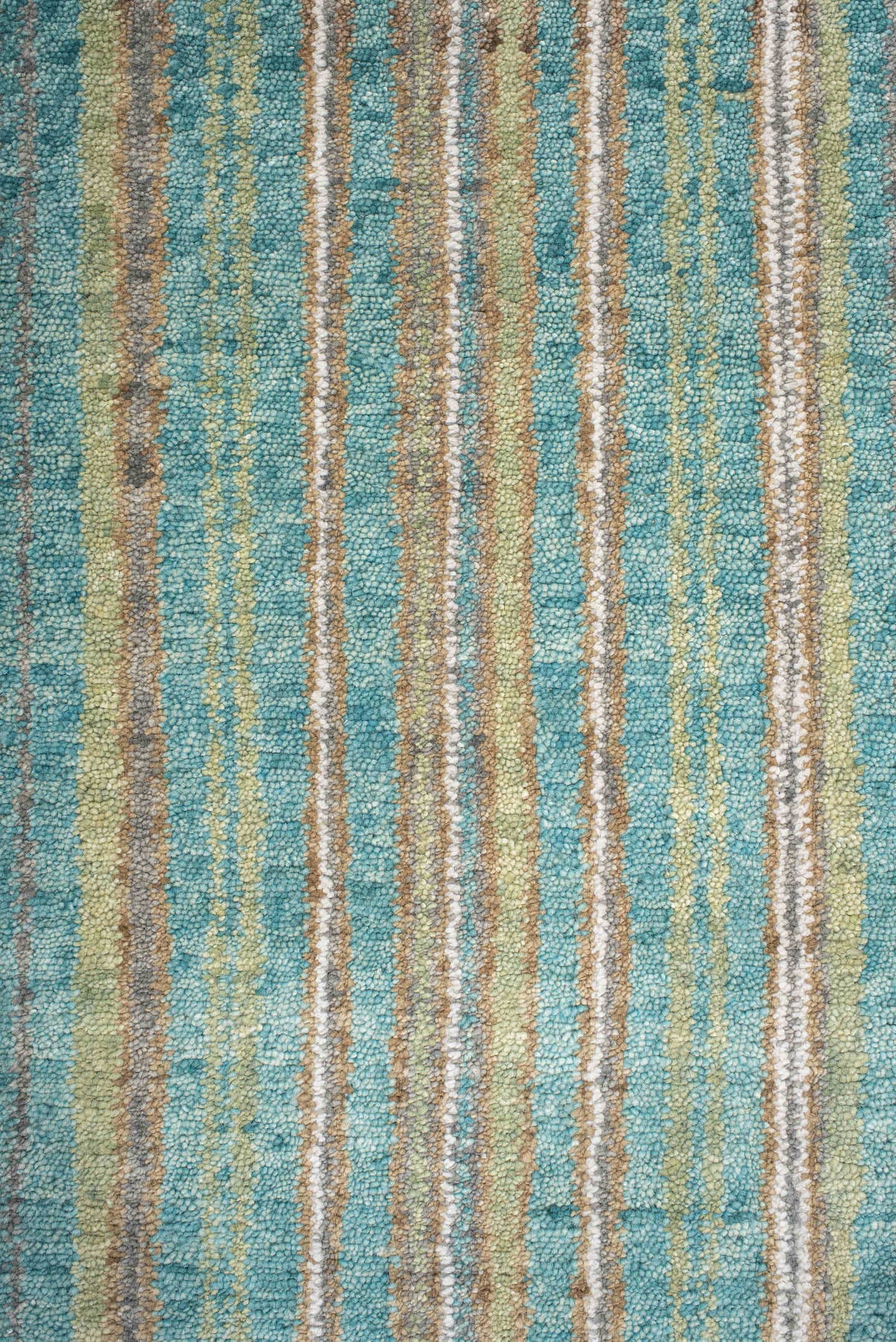 9' x 12' one-of-a-kind handmade vintage Tribeca large size rug. Color palette: teal, ivory, charcoal, taupe, olive, camel