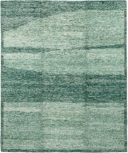 8' x 10' one-of-a-kind handmade vintage Tribeca large size rug. Color palette: seafoam, teal, sage, ivory, green