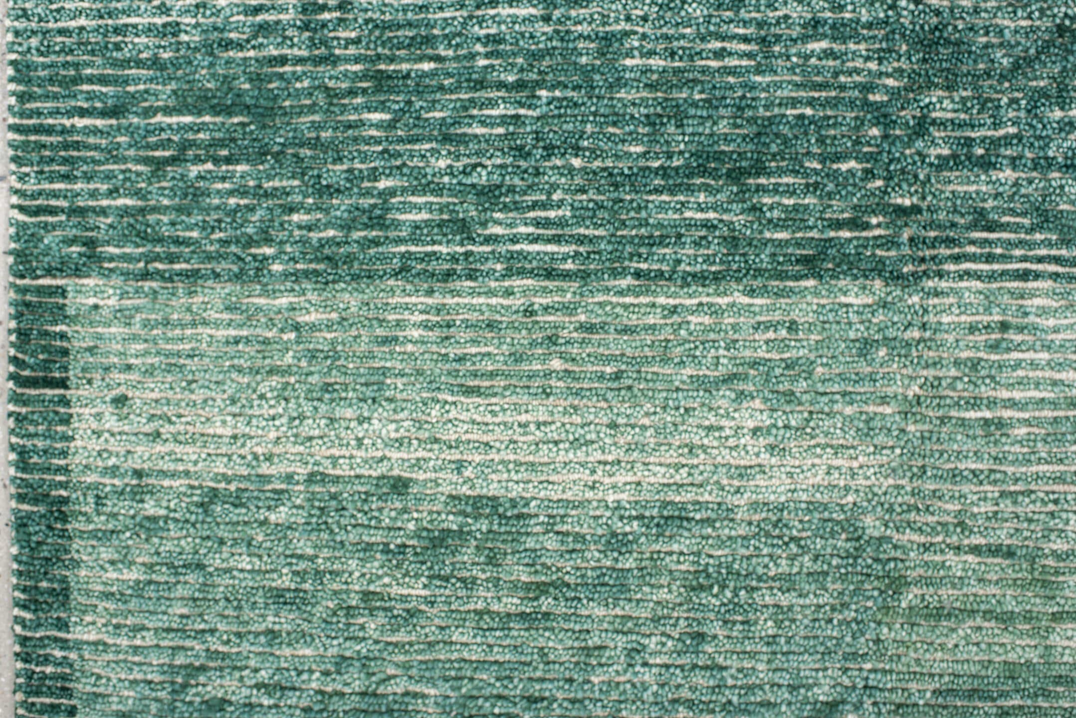 8' x 10' one-of-a-kind handmade vintage Tribeca large size rug. Color palette: seafoam, teal, sage, ivory, green
