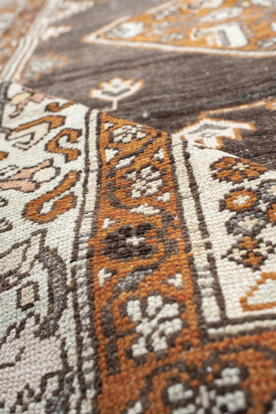 4' x 6' one-of-a-kind handmade vintage Hamadan small size rug. Color palette: brown, ivory, taupe, rust, charcoal, gray