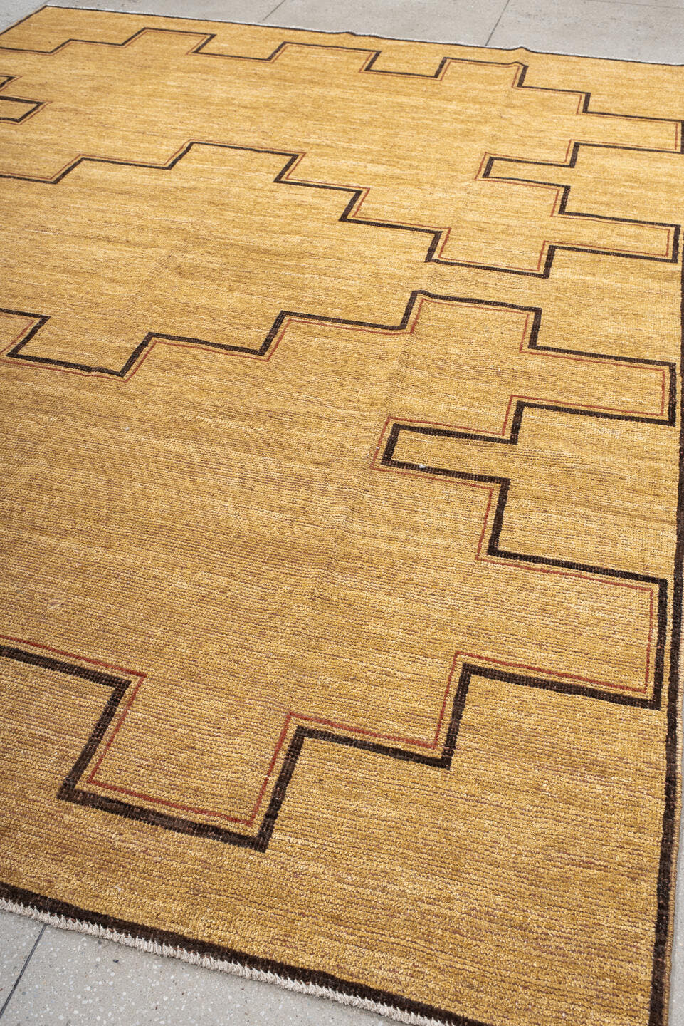 8' x 11' one-of-a-kind handmade vintage Tulu large size rug. Color palette: camel, brown, taupe, rust, beige, gray