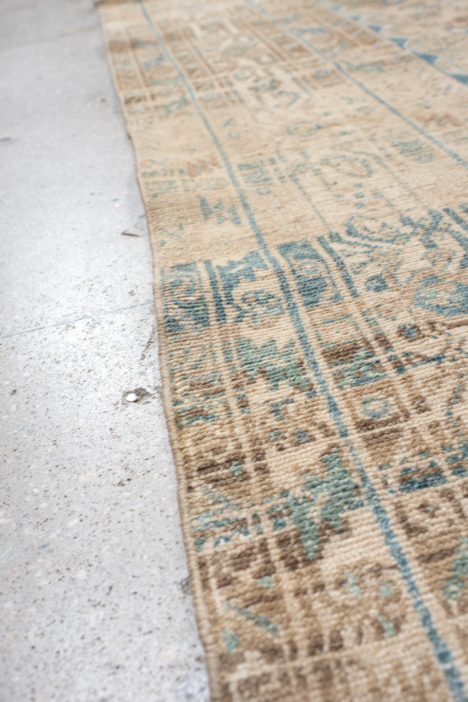 8' x 11' one-of-a-kind handmade vintage Malayer large size rug. Color palette: ivory, sky blue, taupe, rust, beige, slate