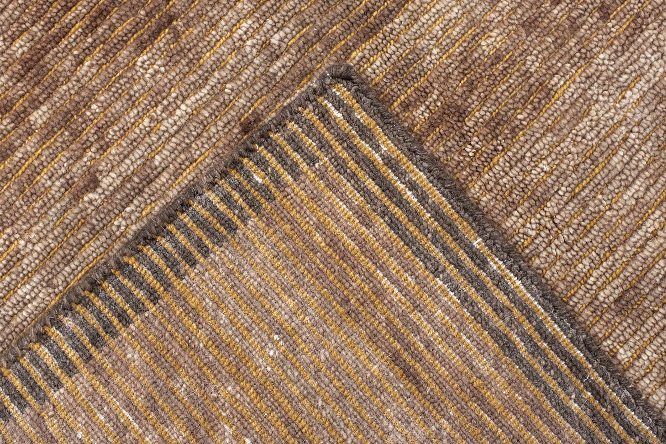 8' x 10' one-of-a-kind handmade vintage Tribeca large size rug. Color palette: taupe, brown, mocha, camel, beige, gray