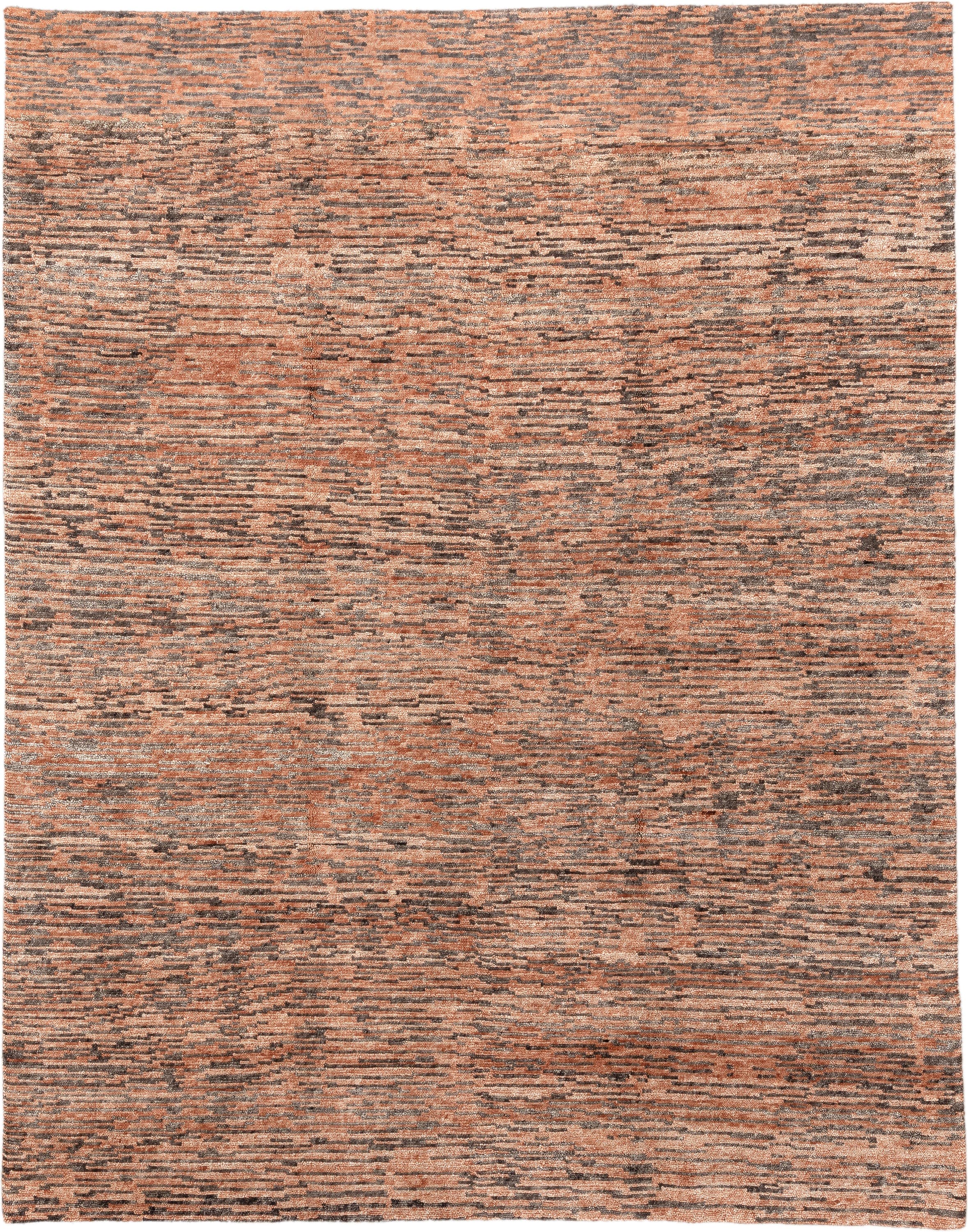 8' x 10' one-of-a-kind handmade vintage Tribeca large size rug. Color palette: terra cotta, charcoal, rose, taupe, camel