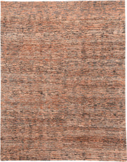 8' x 10' one-of-a-kind handmade vintage Tribeca large size rug. Color palette: terra cotta, charcoal, rose, taupe, camel