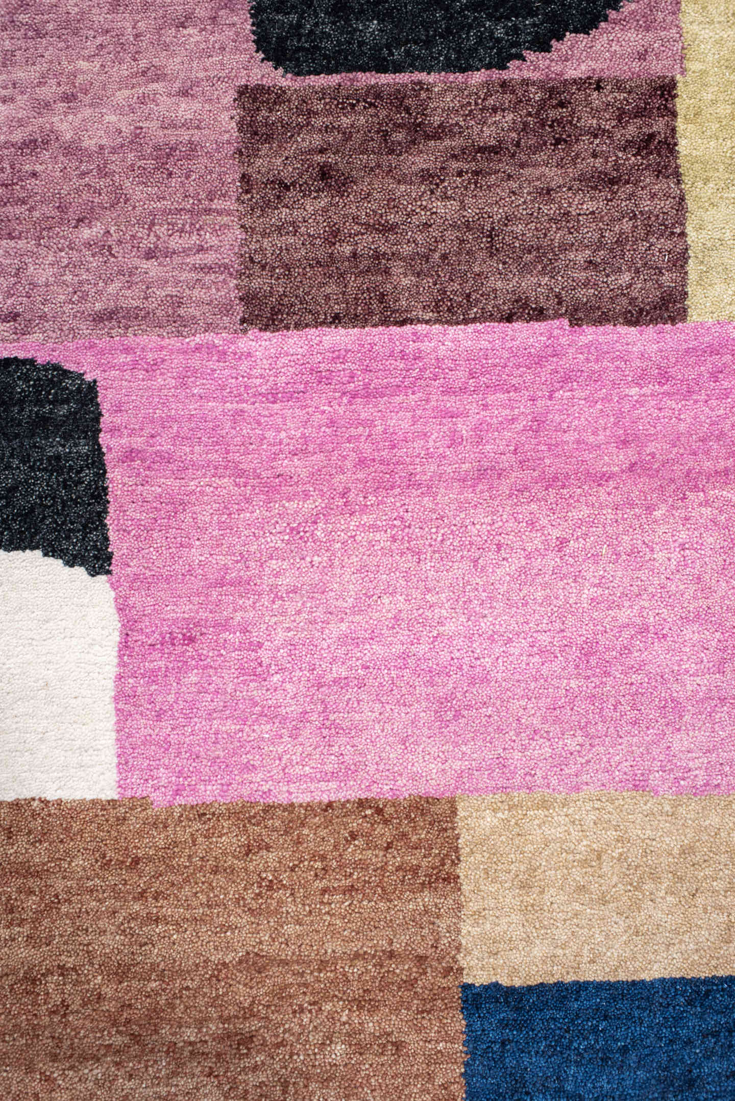 8' x 10' one-of-a-kind handmade vintage Tribeca large size rug. Color palette: pink, ivory, charcoal, sage, mauve, camel