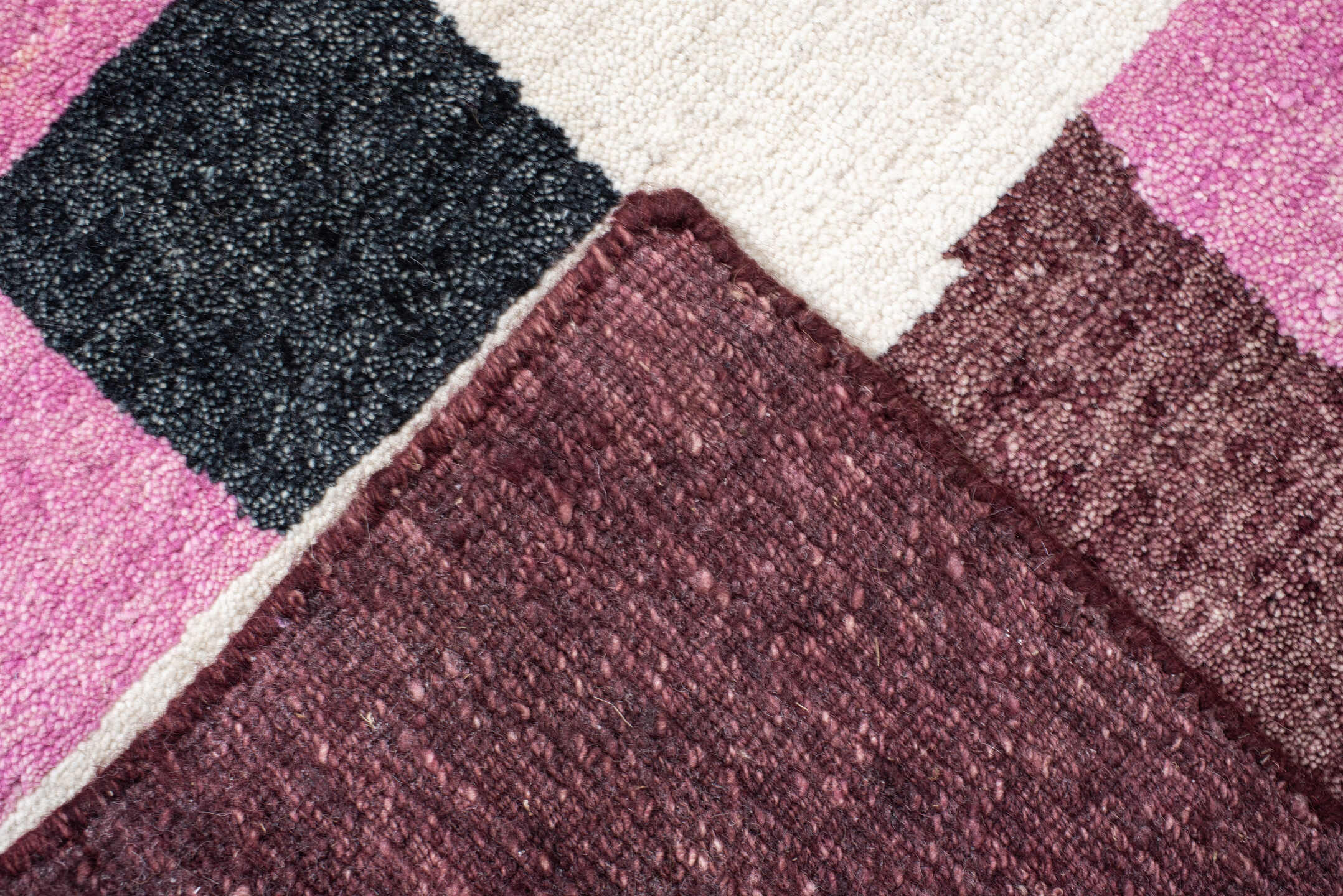 8' x 10' one-of-a-kind handmade vintage Tribeca large size rug. Color palette: pink, ivory, charcoal, sage, mauve, camel