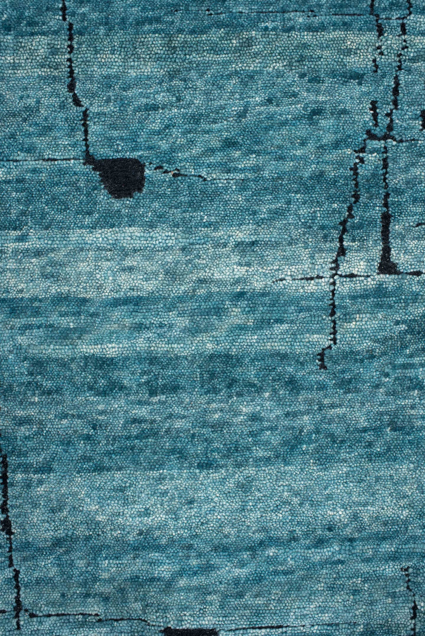 8' x 10' one-of-a-kind handmade vintage Tribeca large size rug. Color palette: teal, charcoal, aqua, gray, black