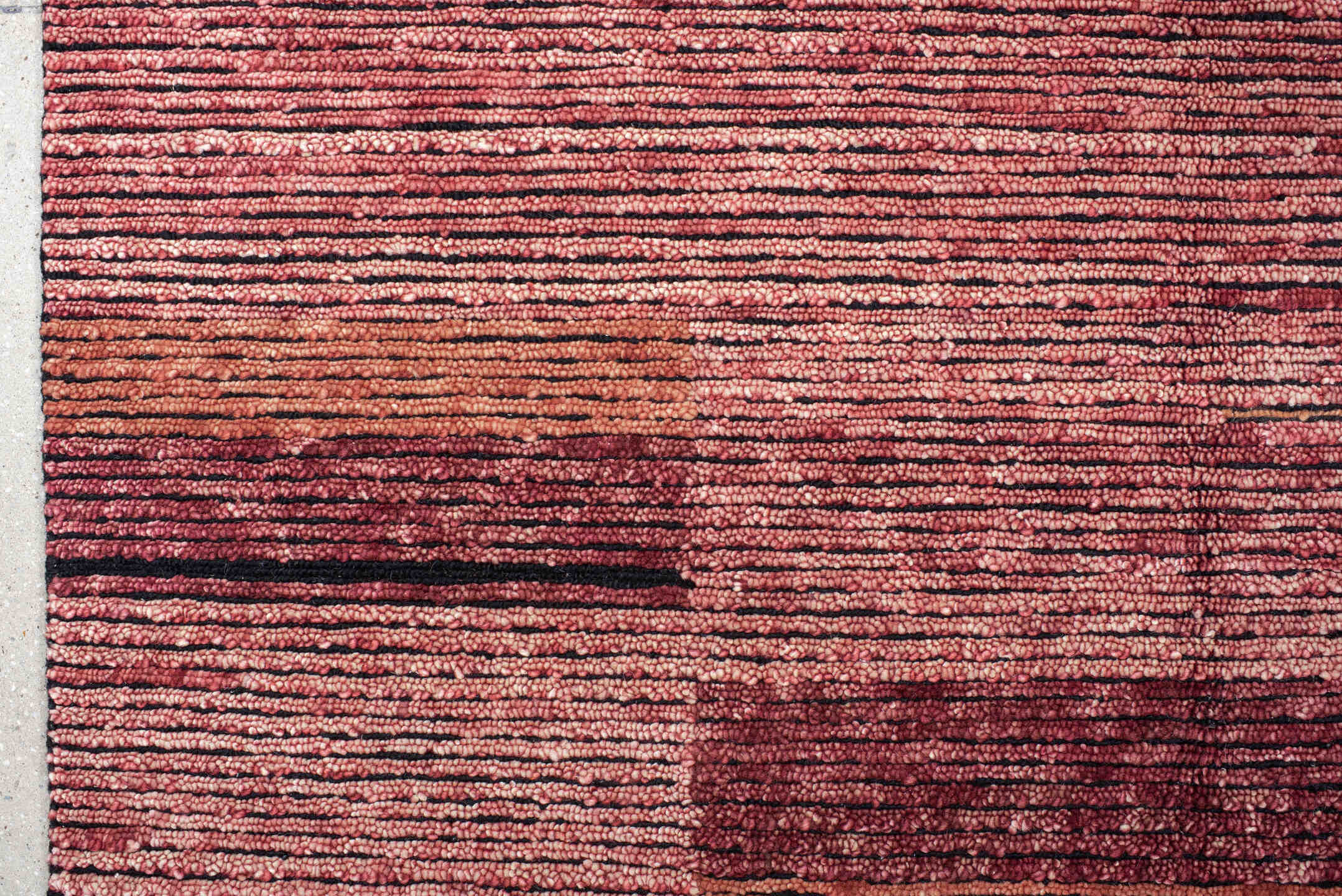 8' x 10' one-of-a-kind handmade vintage Tribeca large size rug. Color palette: rose, rust, burgundy, terra cotta, blush