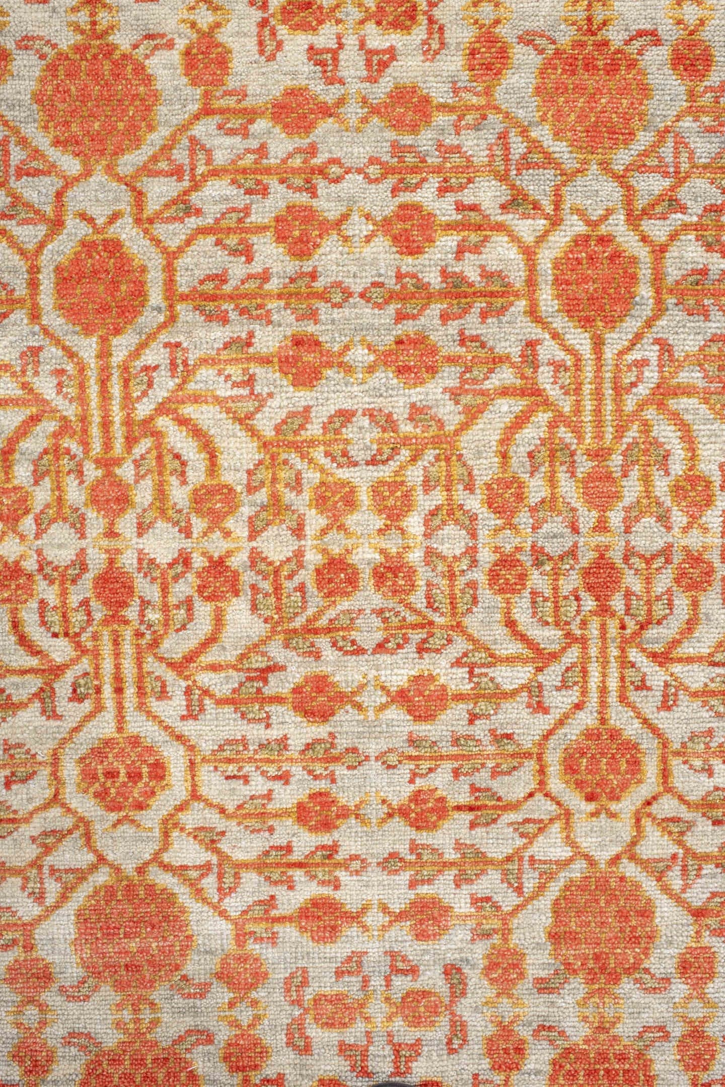 7' x 9' one-of-a-kind handmade vintage Tribeca large size rug. Color palette: ivory, terra cotta, sage, camel, rust