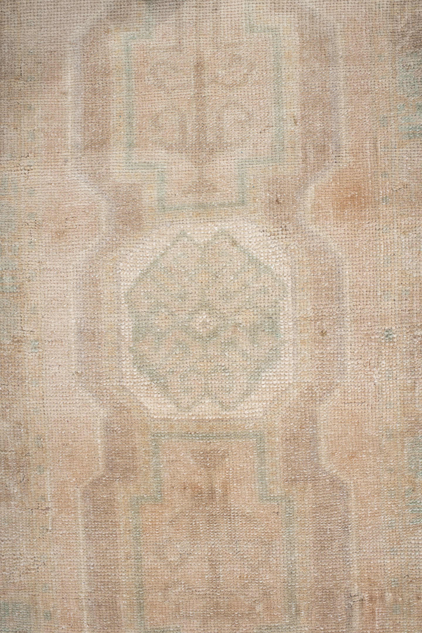 1' x 3' one-of-a-kind handmade vintage Anatolian small size rug. Color palette: beige, ivory, sage, taupe, sand, green, gray