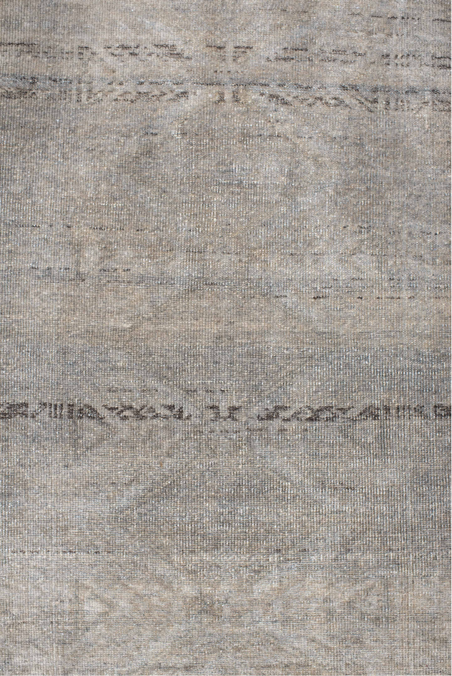 1' x 3' one-of-a-kind handmade vintage Belouch small size rug. Color palette: dark gray, dim gray, gainsboro, gray