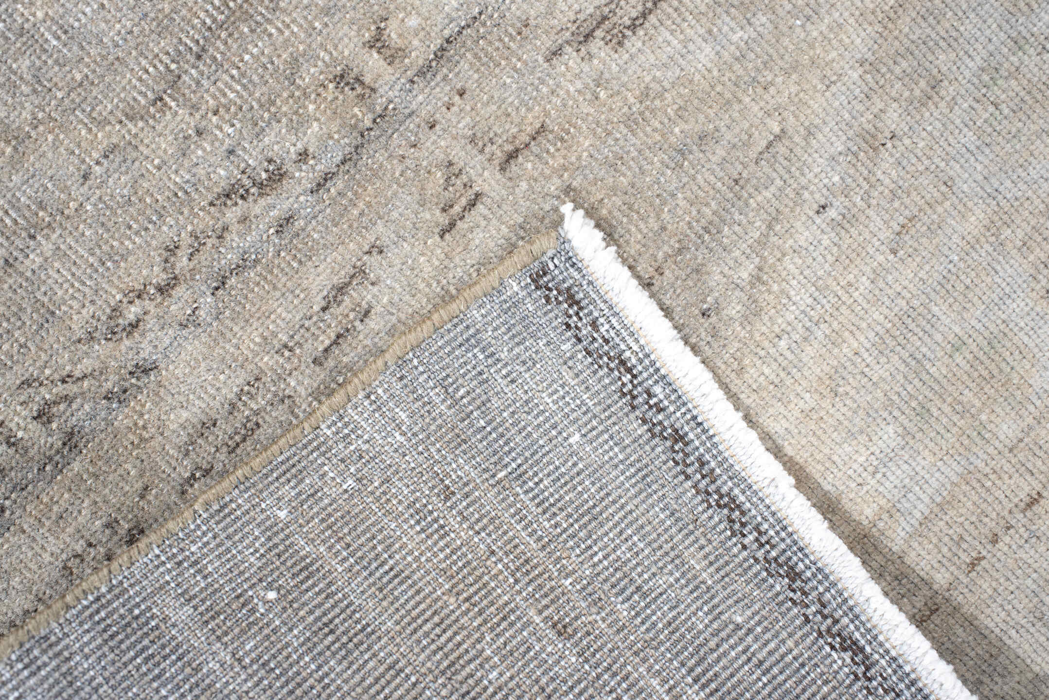 1' x 3' one-of-a-kind handmade antique Belouch small size rug. Color palette: ivory, taupe, beige, brown, gray