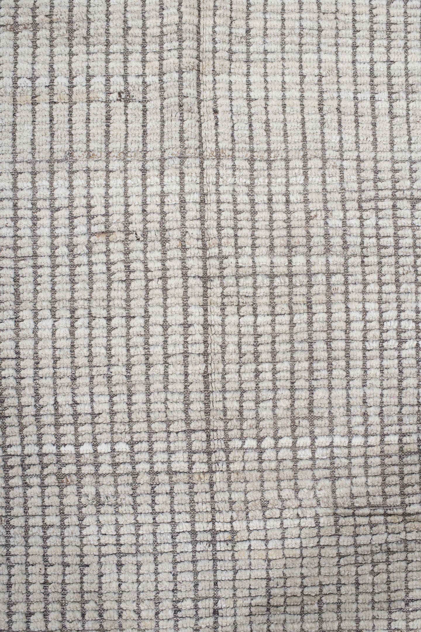 9' x 12' one-of-a-kind handmade vintage Tulu large size rug. Color palette: ivory, taupe, gray, beige