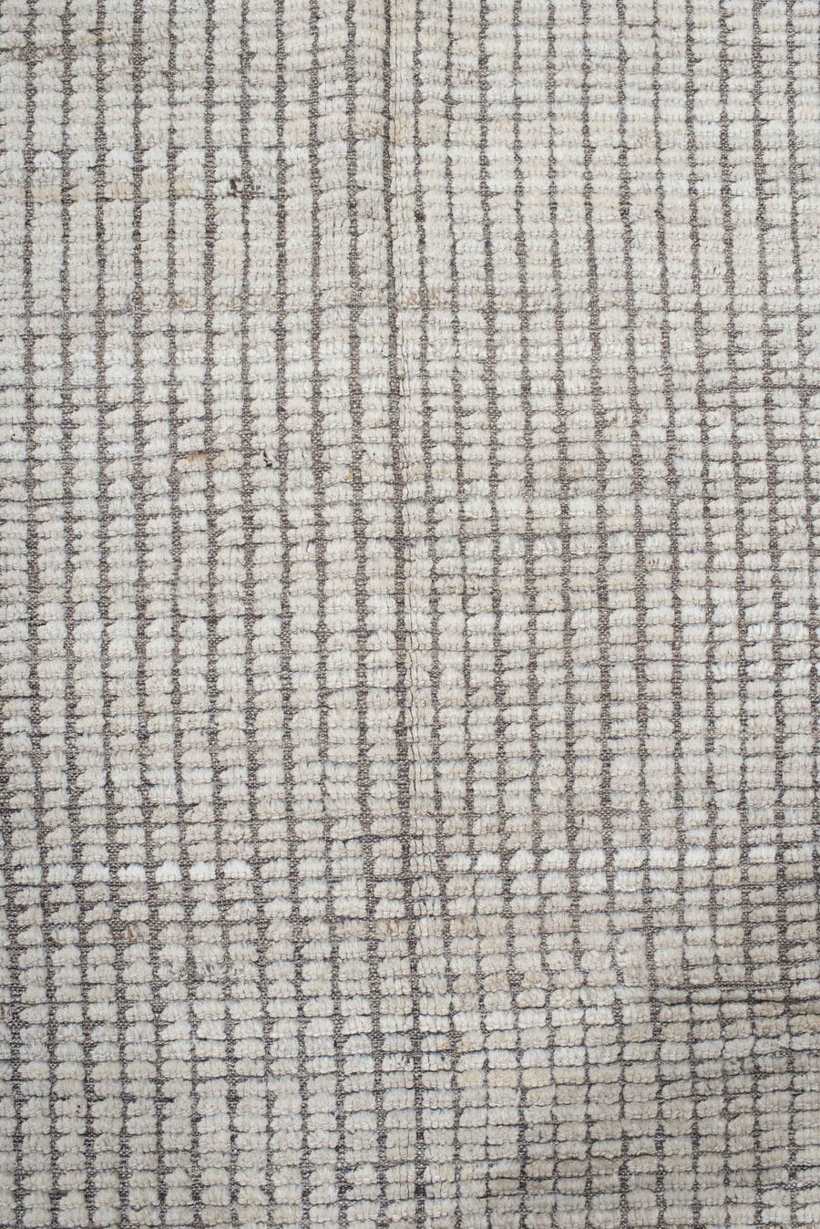 9' x 12' one-of-a-kind handmade vintage Tulu large size rug. Color palette: ivory, taupe, gray, beige