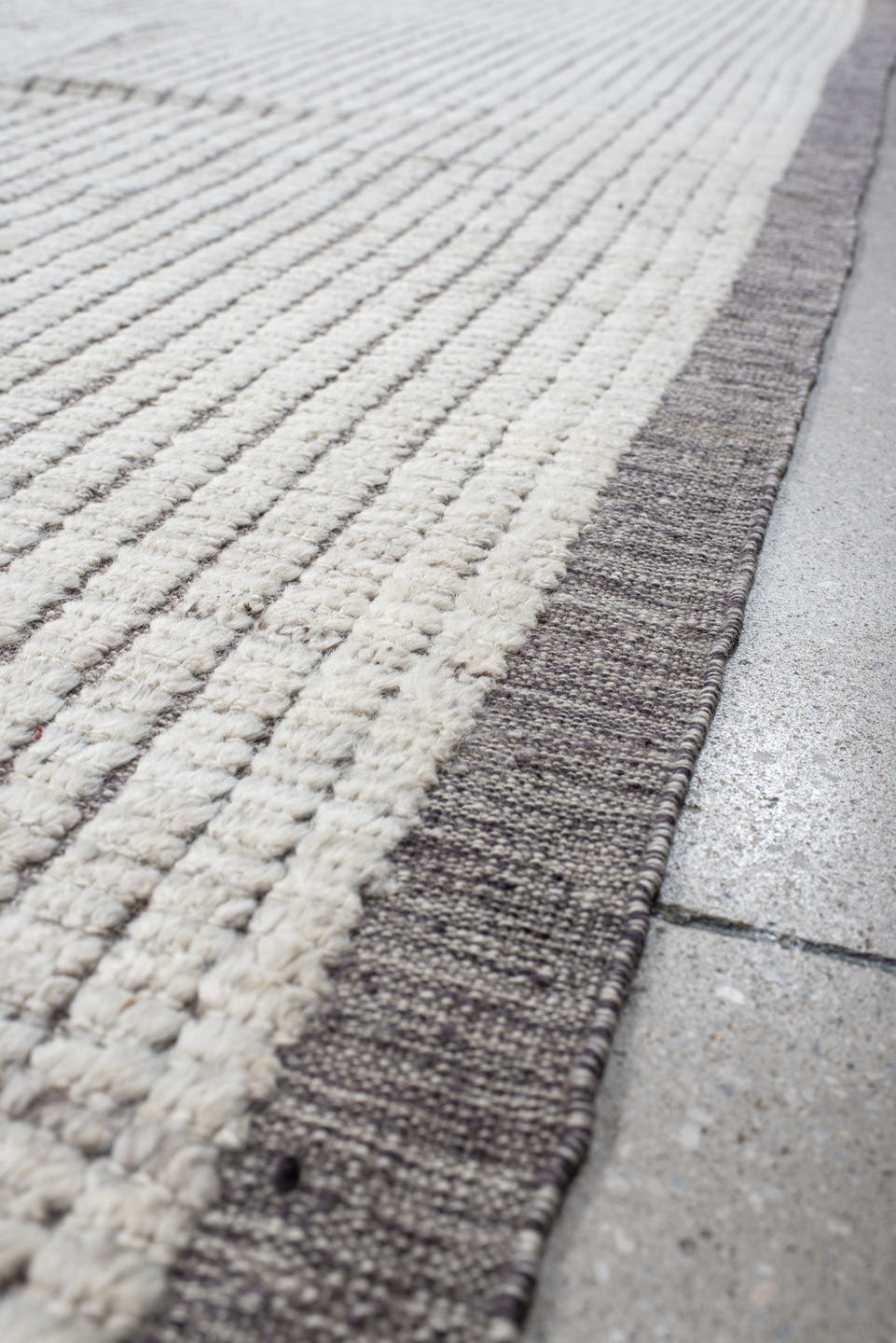 9' x 12' one-of-a-kind handmade vintage Tulu large size rug. Color palette: ivory, taupe, gray, beige