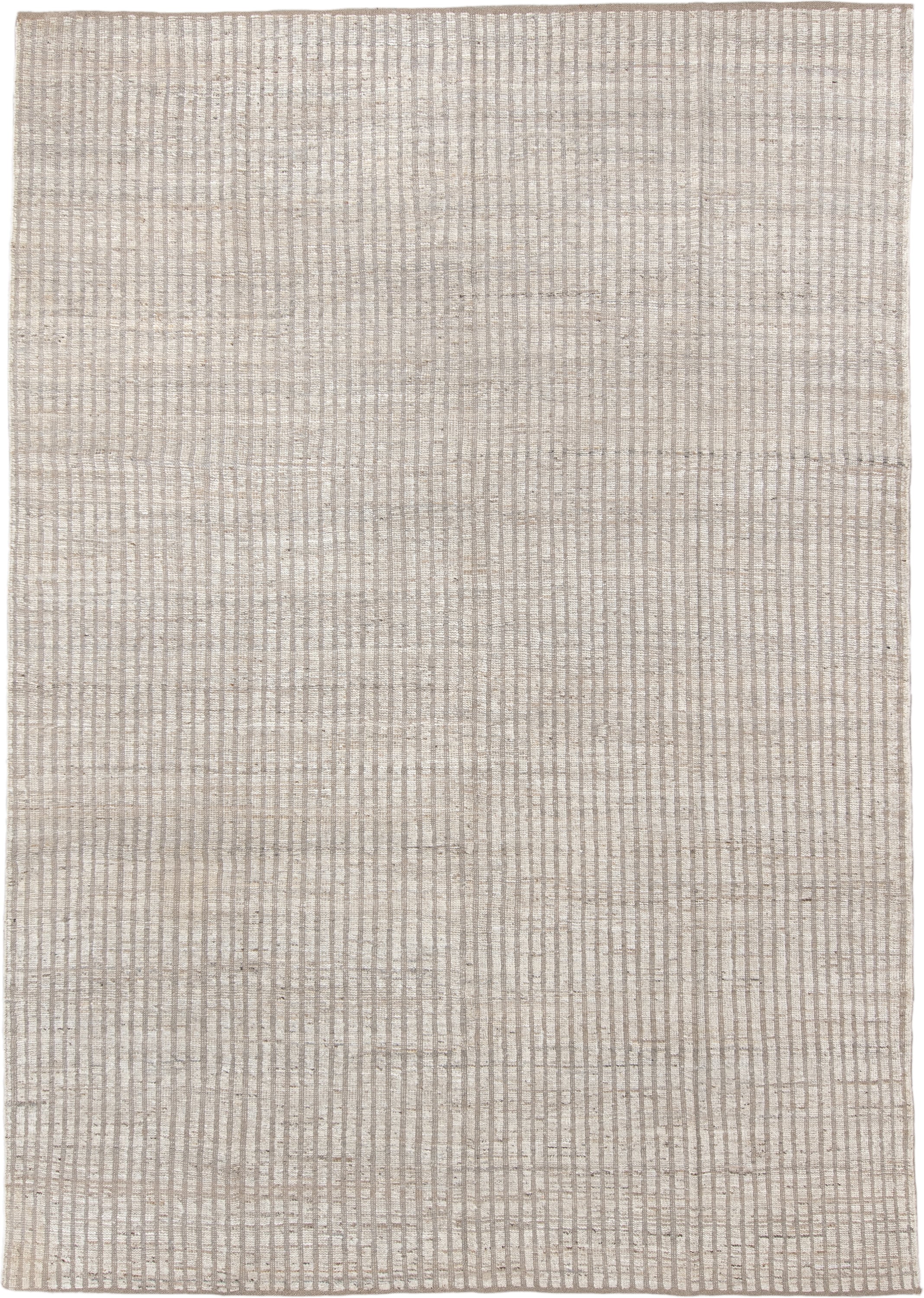 8' x 12' one-of-a-kind handmade vintage Tulu large size rug. Color palette: ivory, taupe, beige, cream, light_gray, gray