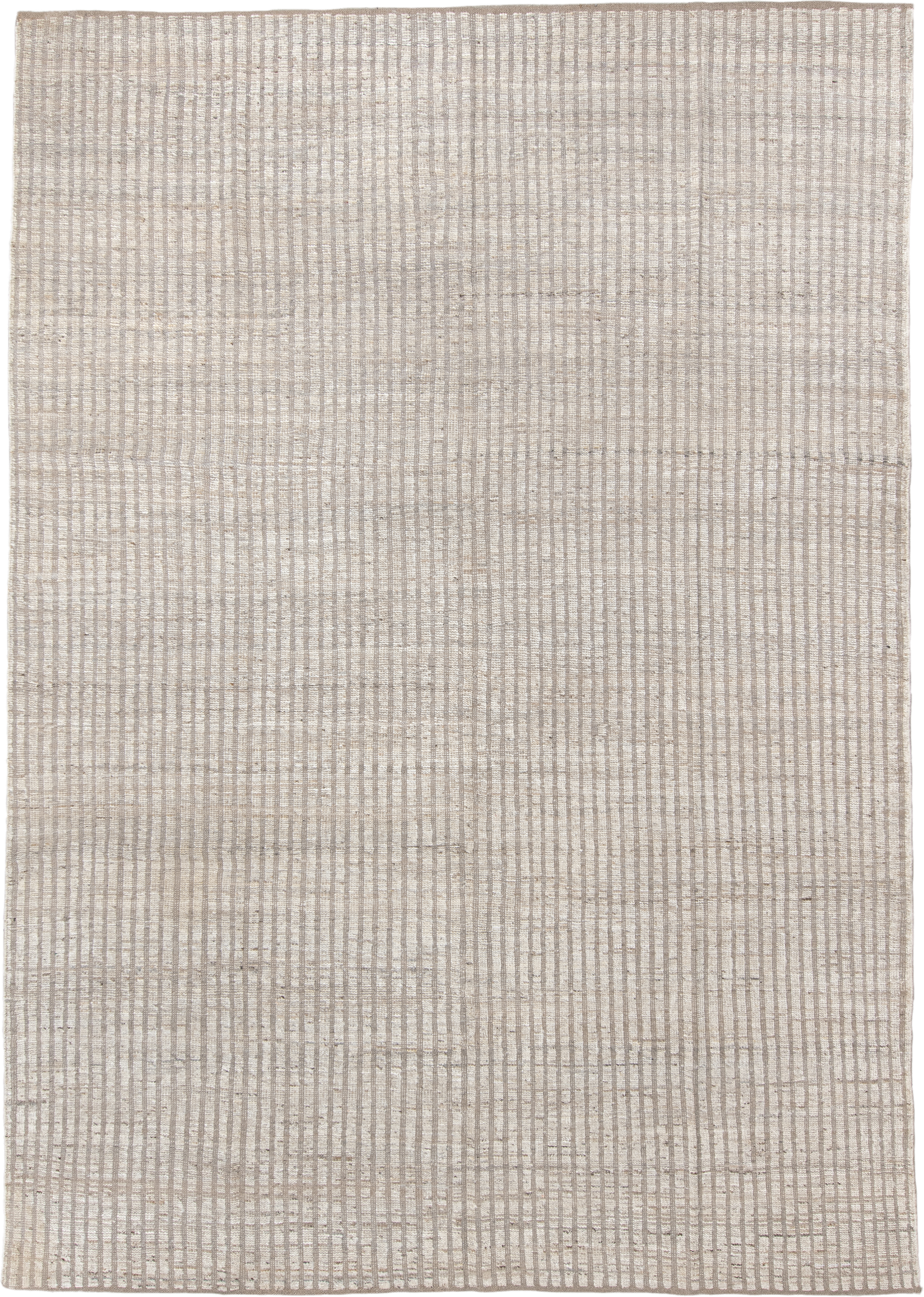 8' x 12' one-of-a-kind handmade vintage Tulu large size rug. Color palette: ivory, taupe, beige, cream, light_gray, gray