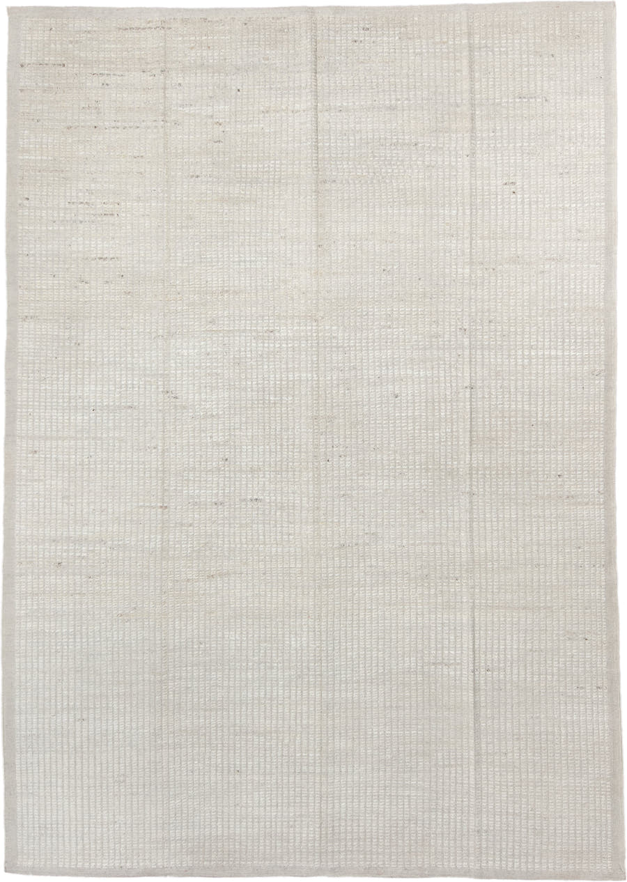 9' x 12' one-of-a-kind handmade vintage Tulu large size rug. Color palette: ivory, cream, beige, taupe, gray