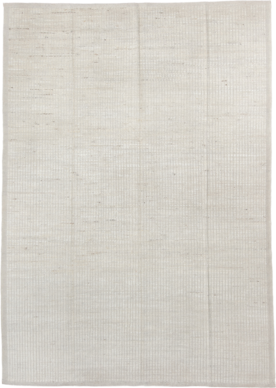 9' x 12' one-of-a-kind handmade vintage Tulu large size rug. Color palette: ivory, cream, beige, taupe, gray