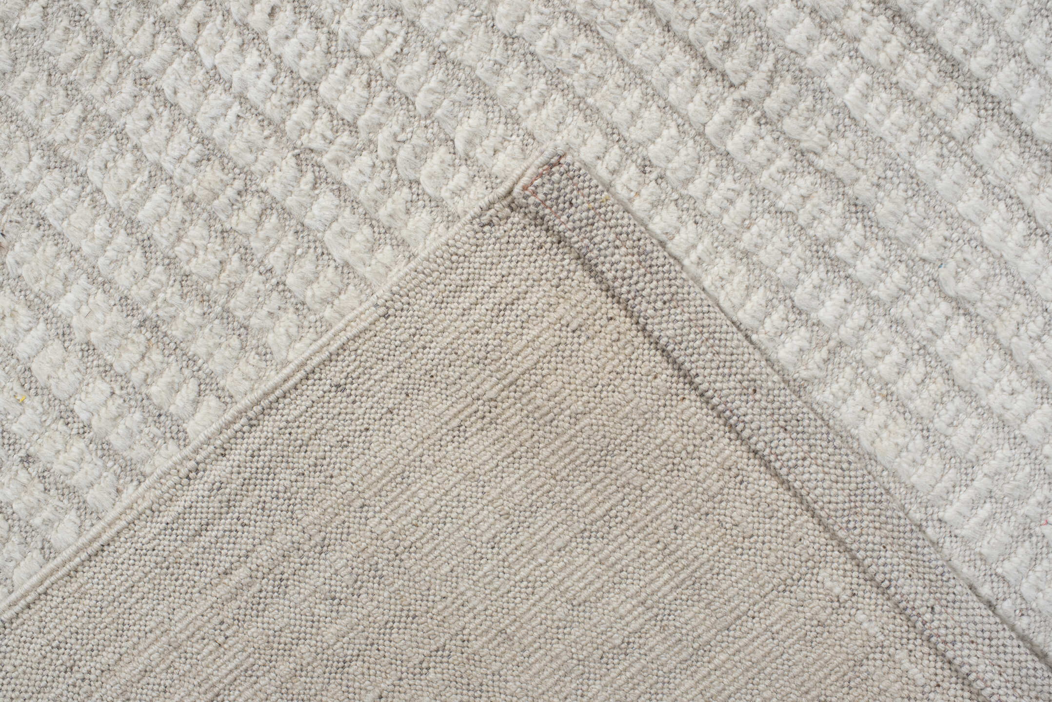9' x 12' one-of-a-kind handmade vintage Tulu large size rug. Color palette: ivory, cream, beige, taupe, gray