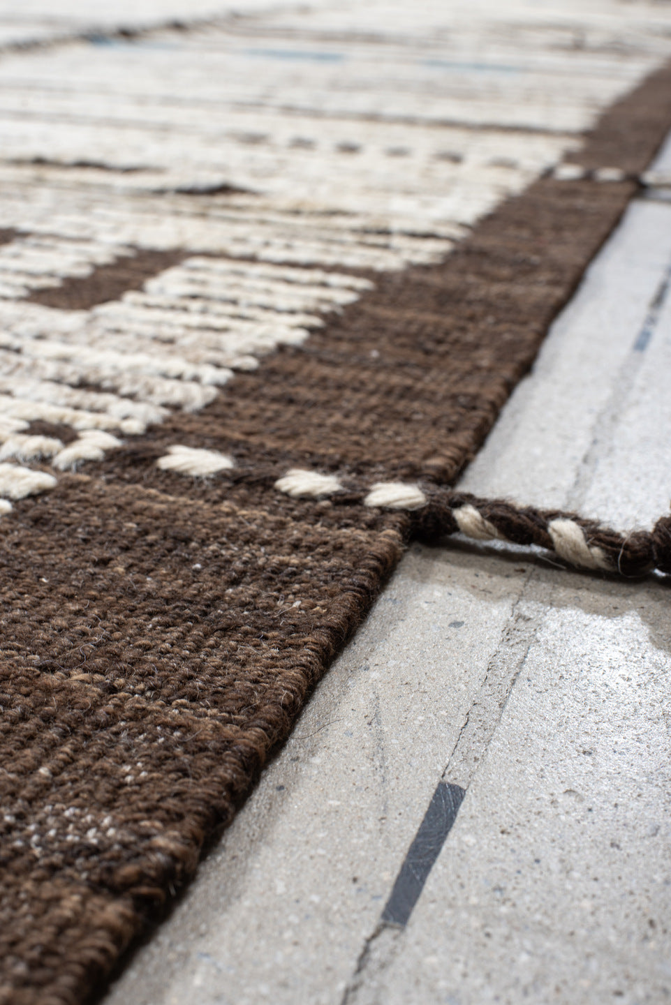 10' x 14' one-of-a-kind handmade vintage Tulu large size rug. Color palette: gray, off-white, blue, light blue, light gray