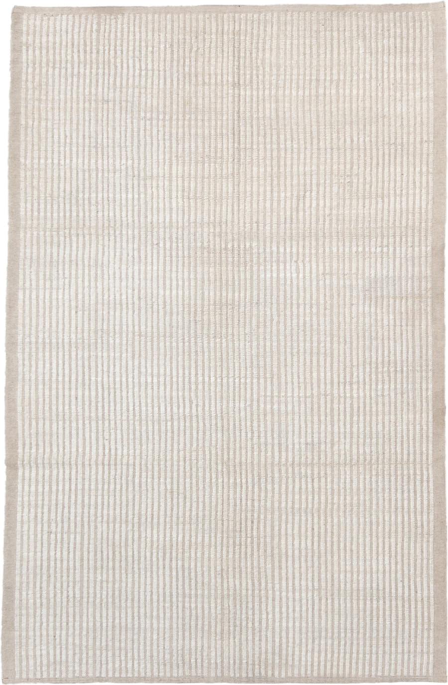 6' x 10' one-of-a-kind handmade vintage Tulu large size rug. Color palette: ivory, beige, cream, taupe, gray