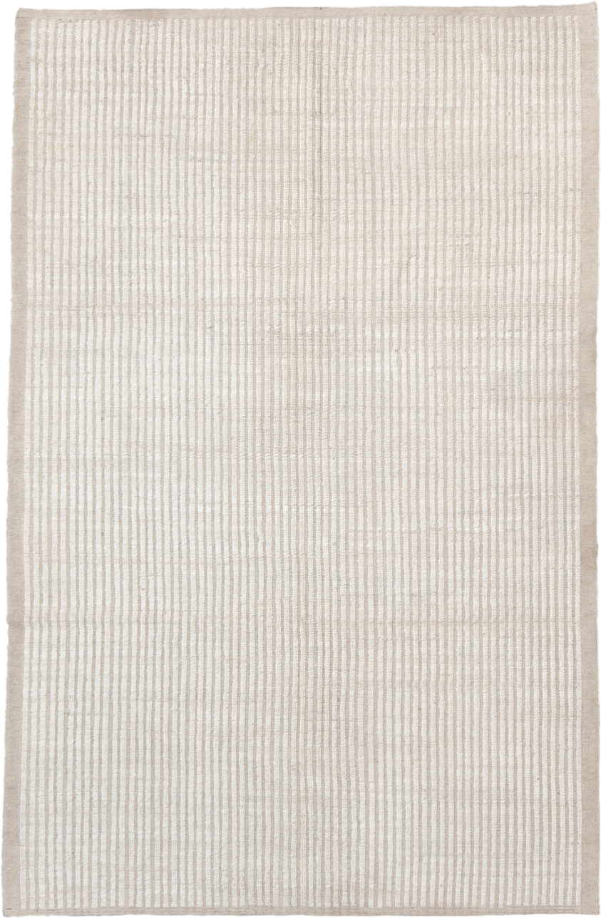 6' x 10' one-of-a-kind handmade vintage Tulu large size rug. Color palette: ivory, beige, cream, taupe, gray