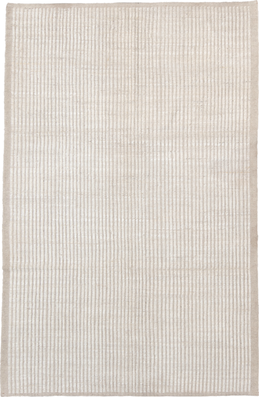 6' x 10' one-of-a-kind handmade vintage Tulu large size rug. Color palette: beige, gainsboro, gray, light gray, linen