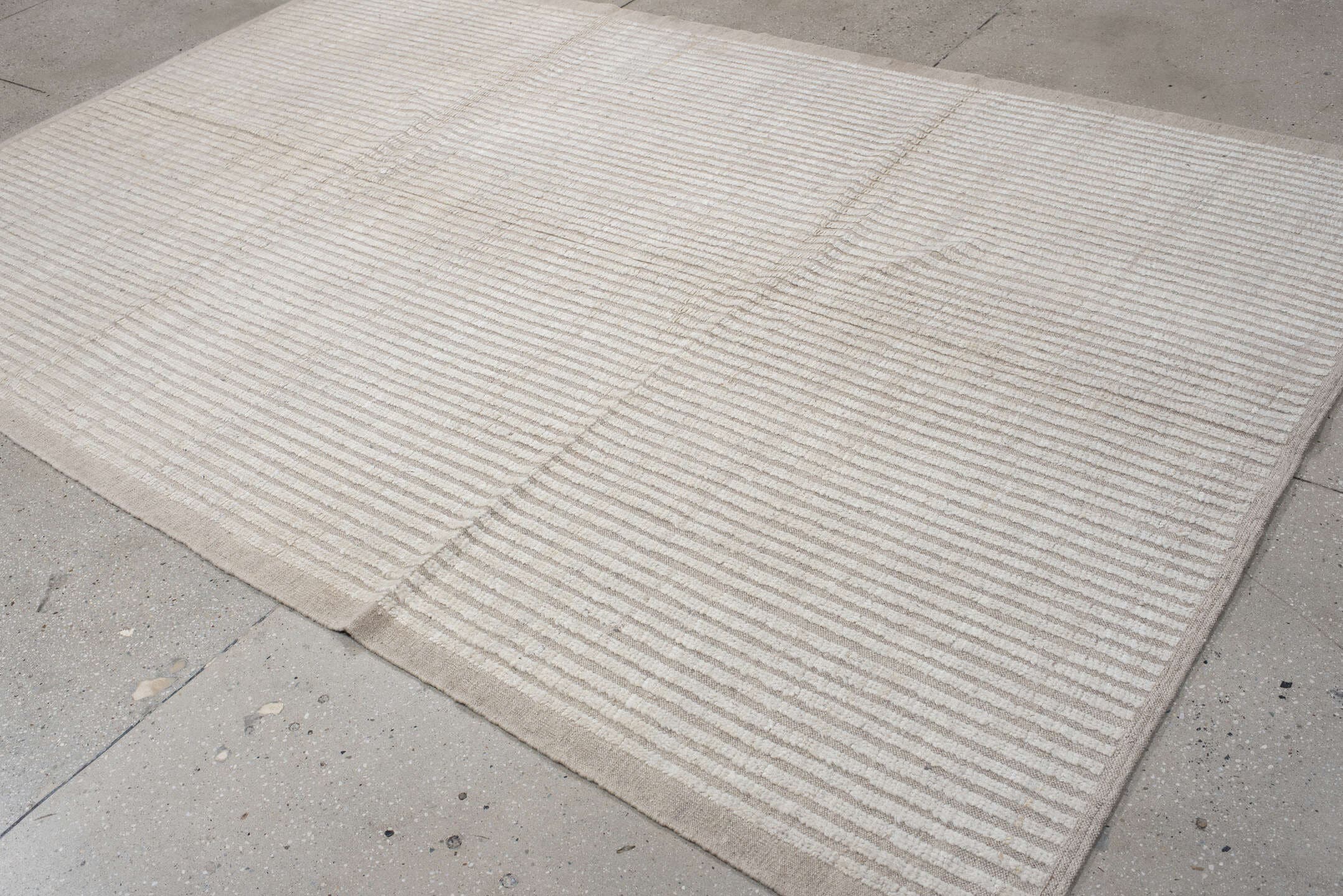 6' x 10' one-of-a-kind handmade vintage Tulu large size rug. Color palette: ivory, beige, cream, taupe, gray
