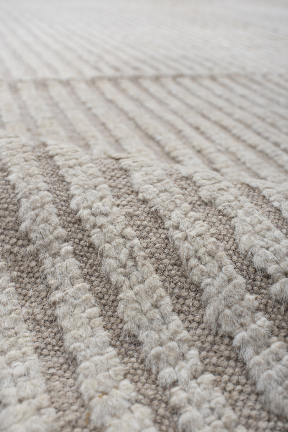 6' x 10' one-of-a-kind handmade vintage Tulu large size rug. Color palette: ivory, beige, cream, taupe, gray