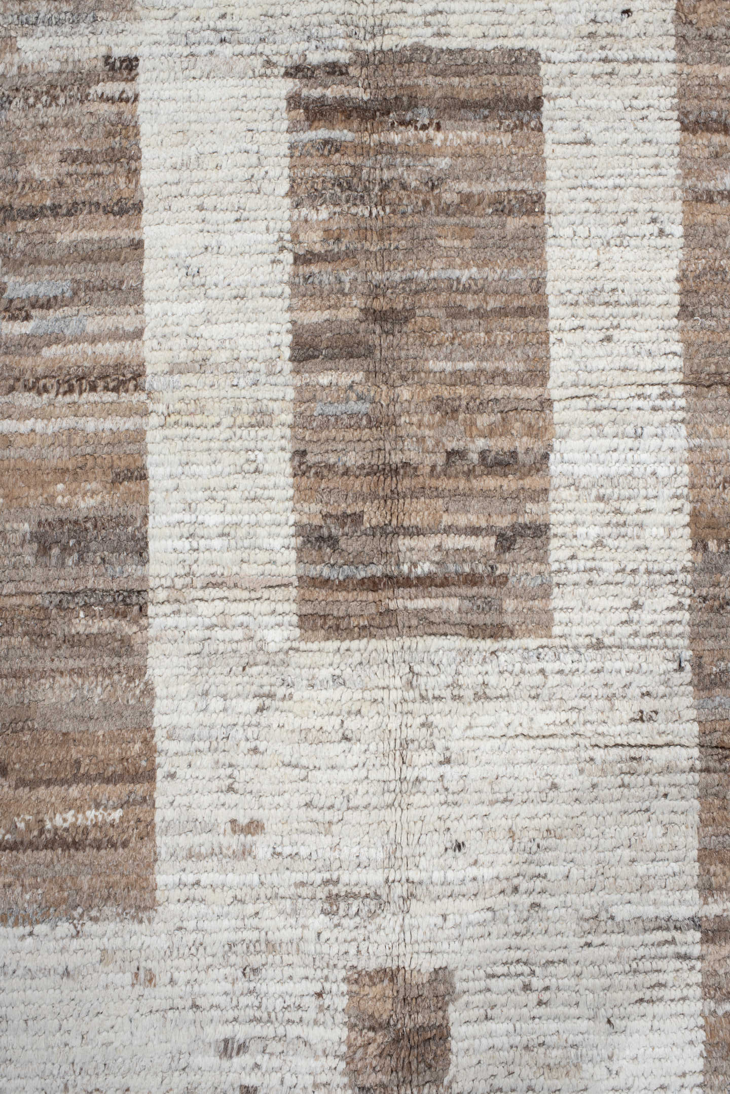 10' x 14' one-of-a-kind handmade vintage Tulu large size rug. Color palette: ivory, taupe, beige, camel, cream, gray
