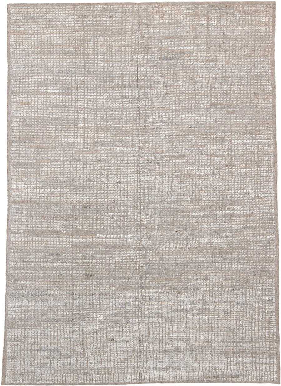 6' x 9' one-of-a-kind handmade vintage Tulu medium size rug. Color palette: ivory, taupe, beige, cream, light gray, gray