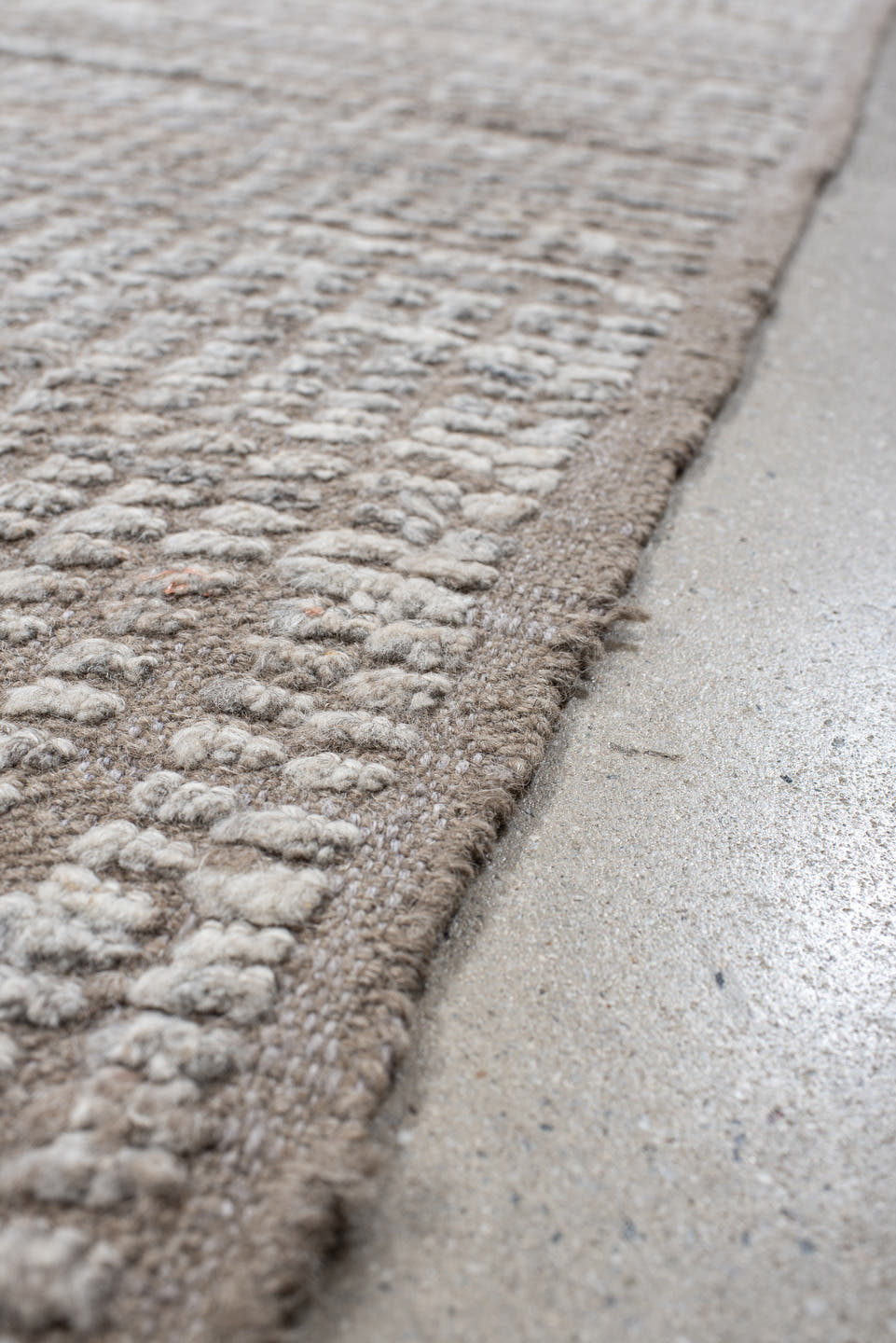 6' x 9' one-of-a-kind handmade vintage Tulu medium size rug. Color palette: ivory, taupe, beige, cream, light gray, gray