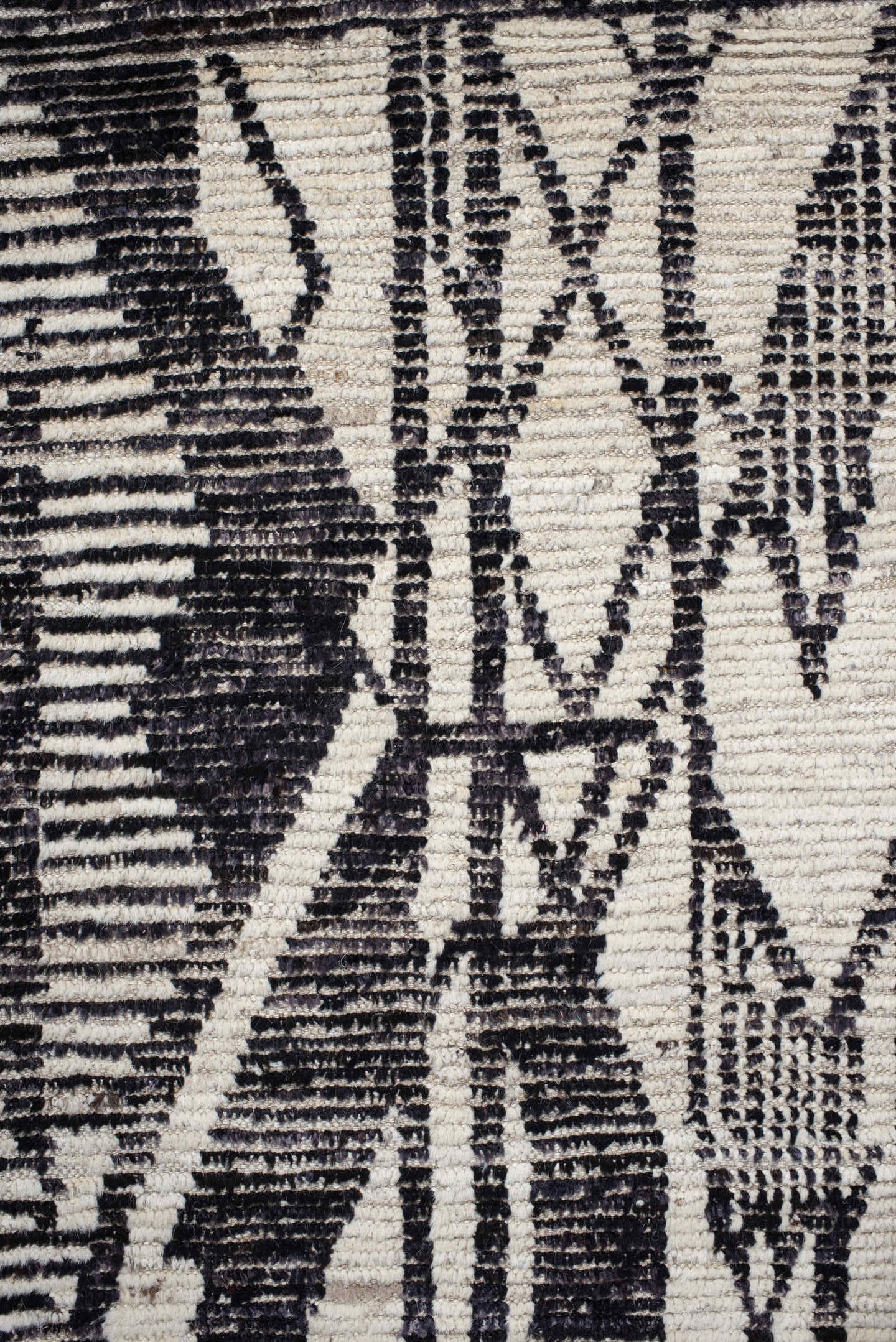 4' x 20' one-of-a-kind handmade vintage Tulu runner rug. Color palette: ivory, charcoal, taupe, gray, black, beige