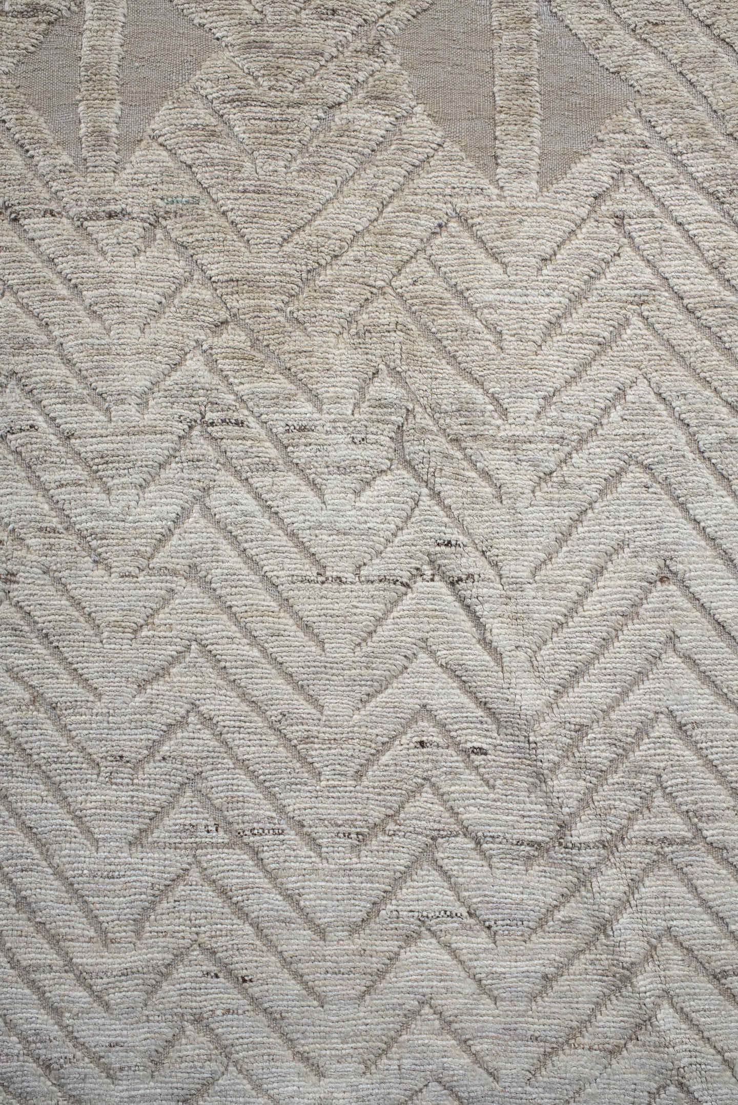 3' x 10' one-of-a-kind handmade vintage Tulu runner rug. Color palette: ivory, cream, taupe, beige, light gray, gray