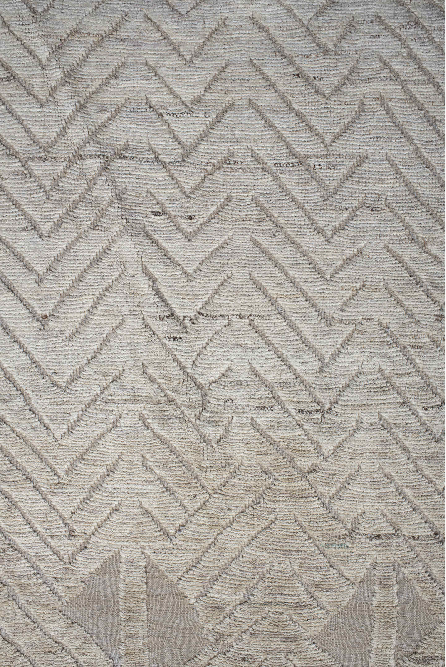 3' x 10' one-of-a-kind handmade vintage Tulu runner rug. Color palette: dark gray, gainsboro, gray, light gray, linen