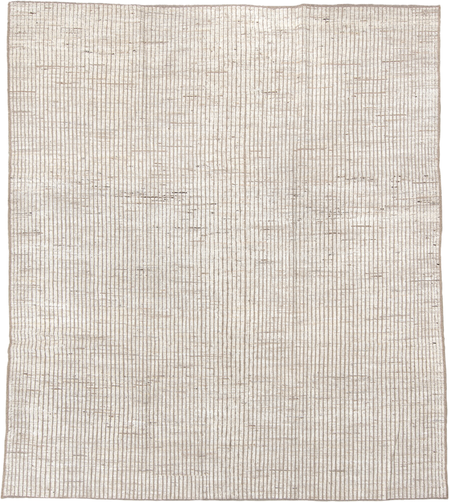 8' x 9' one-of-a-kind handmade vintage Tulu rug. Color palette: ivory, taupe, beige, cream, gray