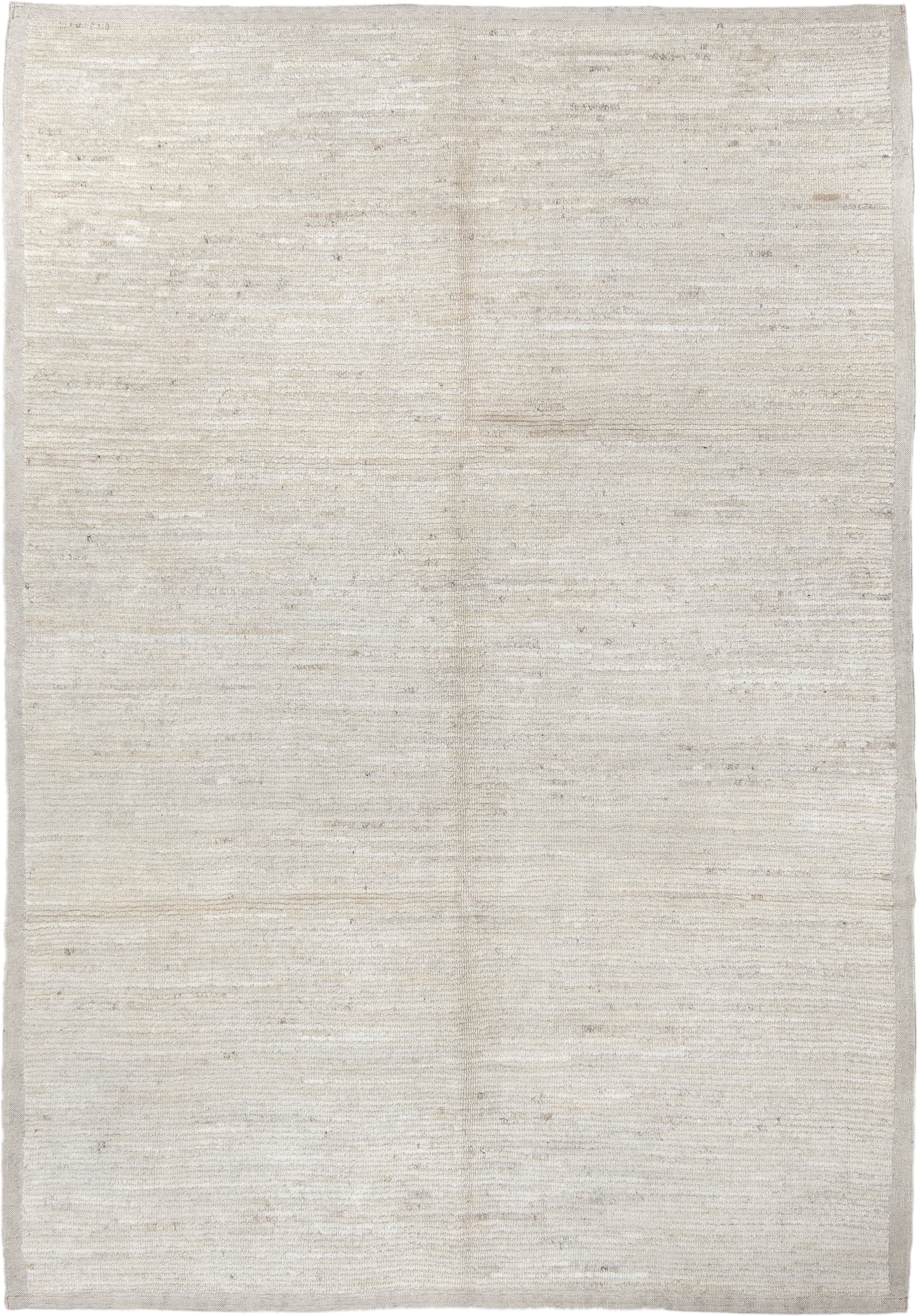 6' x 9' one-of-a-kind handmade vintage Tulu medium size rug. Color palette: ivory, cream, beige, taupe, light gray, gray