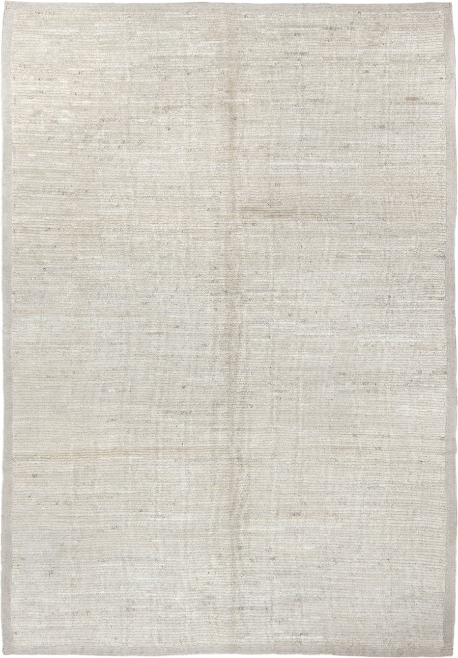 6' x 9' one-of-a-kind handmade vintage Tulu medium size rug. Color palette: ivory, cream, beige, taupe, light gray, gray