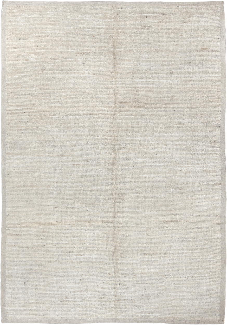 6' x 9' one-of-a-kind handmade vintage Tulu medium size rug. Color palette: ivory, cream, beige, taupe, light gray, gray