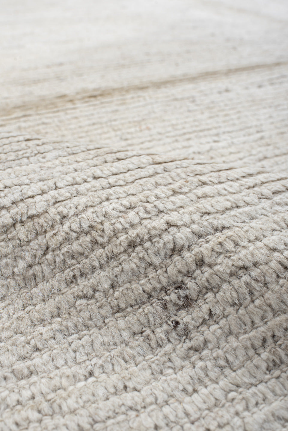 6' x 9' one-of-a-kind handmade vintage Tulu medium size rug. Color palette: ivory, cream, beige, taupe, light gray, gray