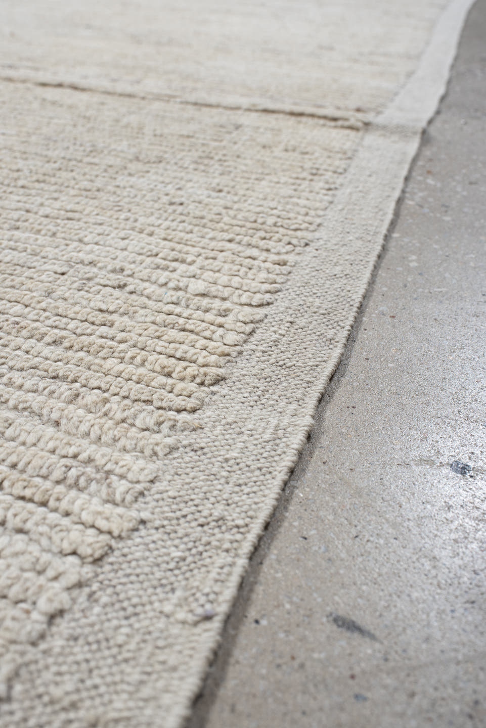 6' x 9' one-of-a-kind handmade vintage Tulu medium size rug. Color palette: ivory, cream, beige, taupe, light gray, gray