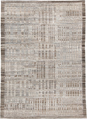 6' x 9' one-of-a-kind handmade vintage Tulu medium size rug. Color palette: ivory, taupe, beige, brown, gray, cream