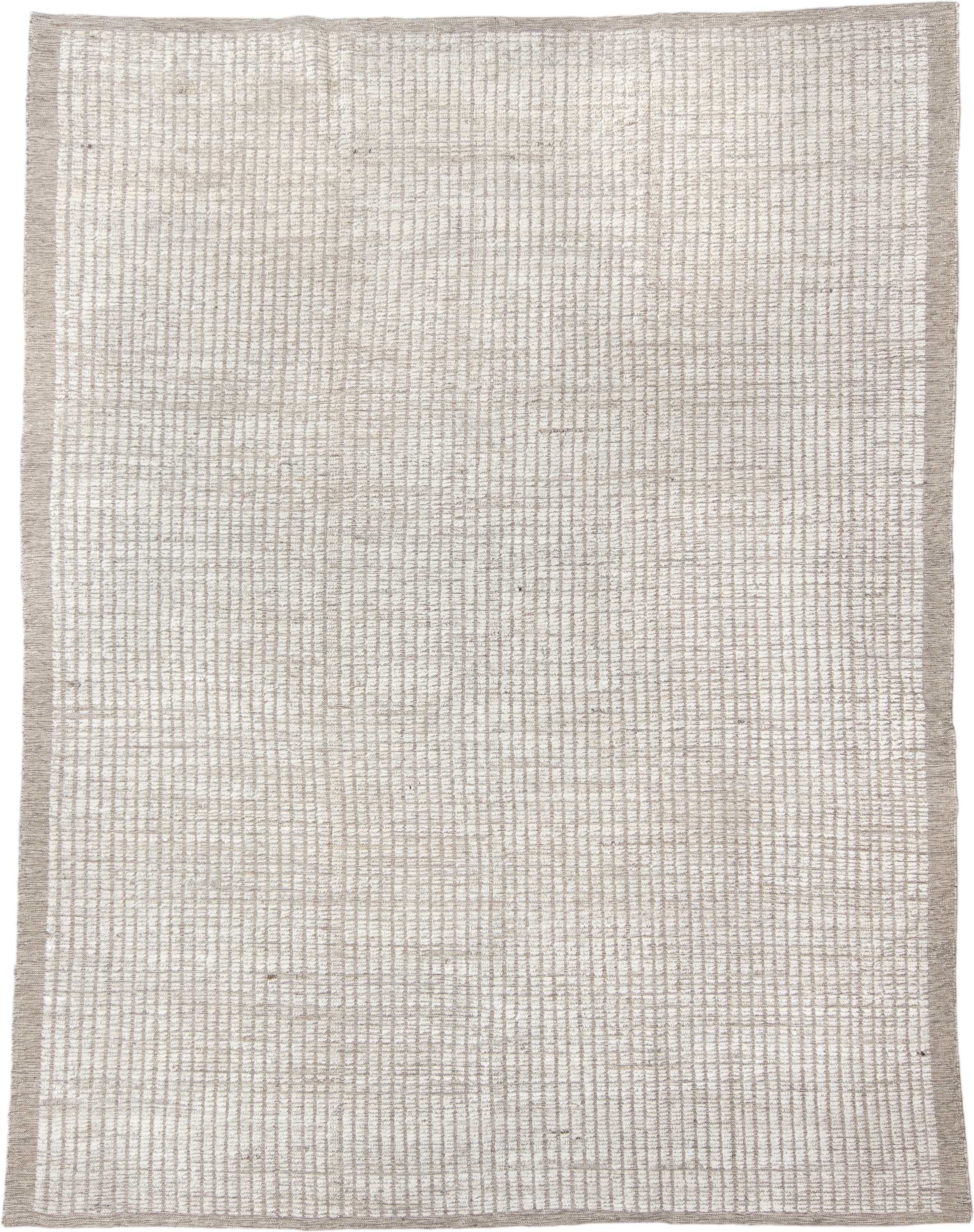 7' x 10' one-of-a-kind handmade vintage Tulu large size rug. Color palette: ivory, taupe, beige, cream, gray