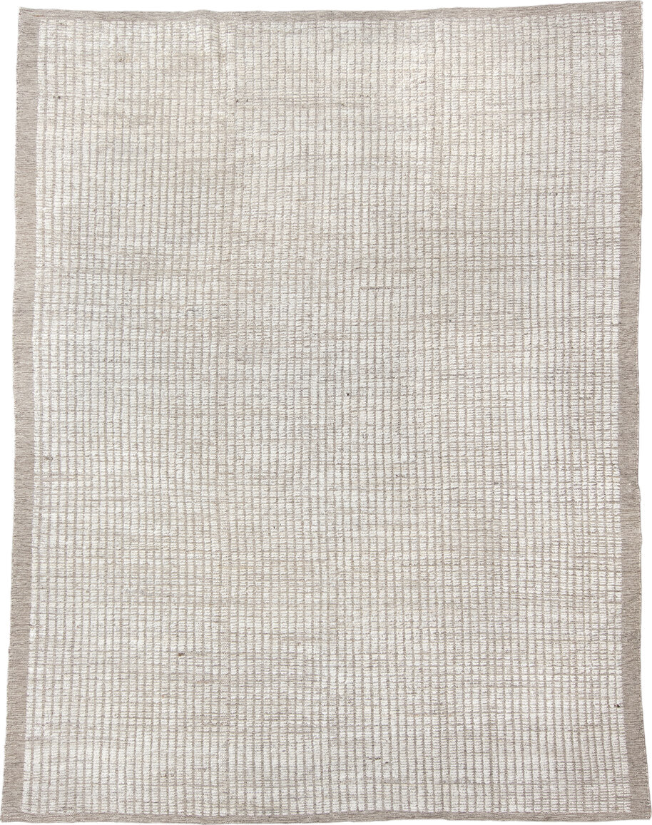 7' x 10' one-of-a-kind handmade vintage Tulu large size rug. Color palette: floral white, gainsboro, gray, light gray, linen