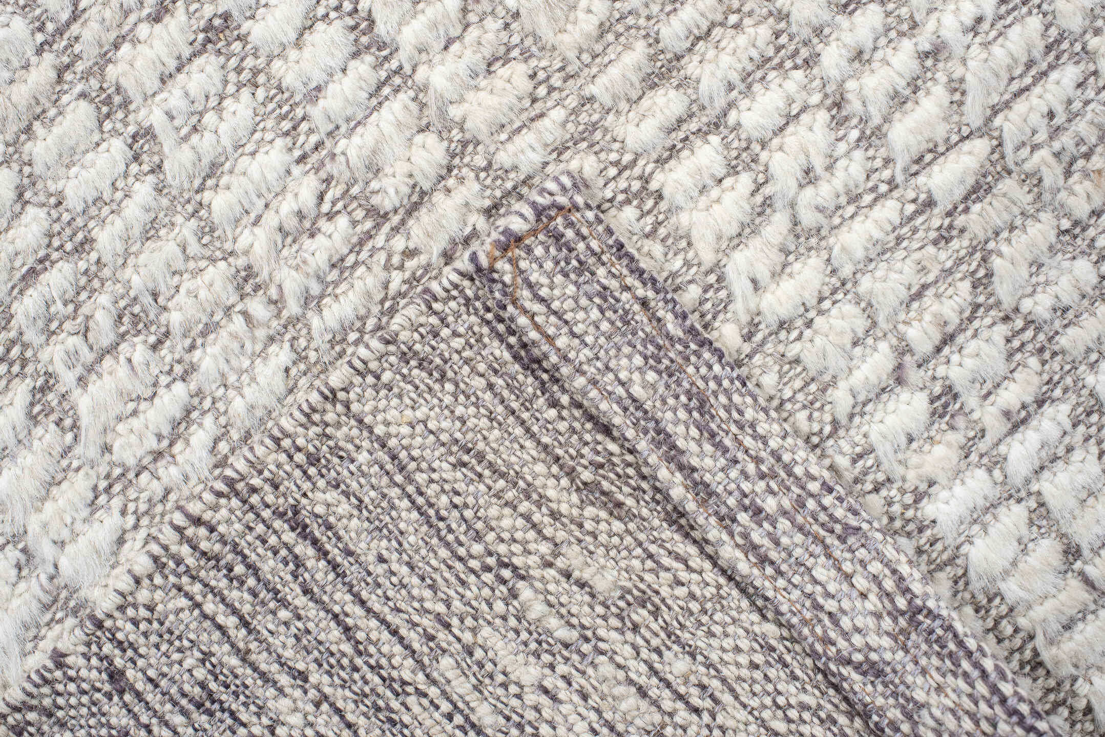 6' x 9' one-of-a-kind handmade vintage Tulu medium size rug. Color palette: ivory, gray, taupe, beige