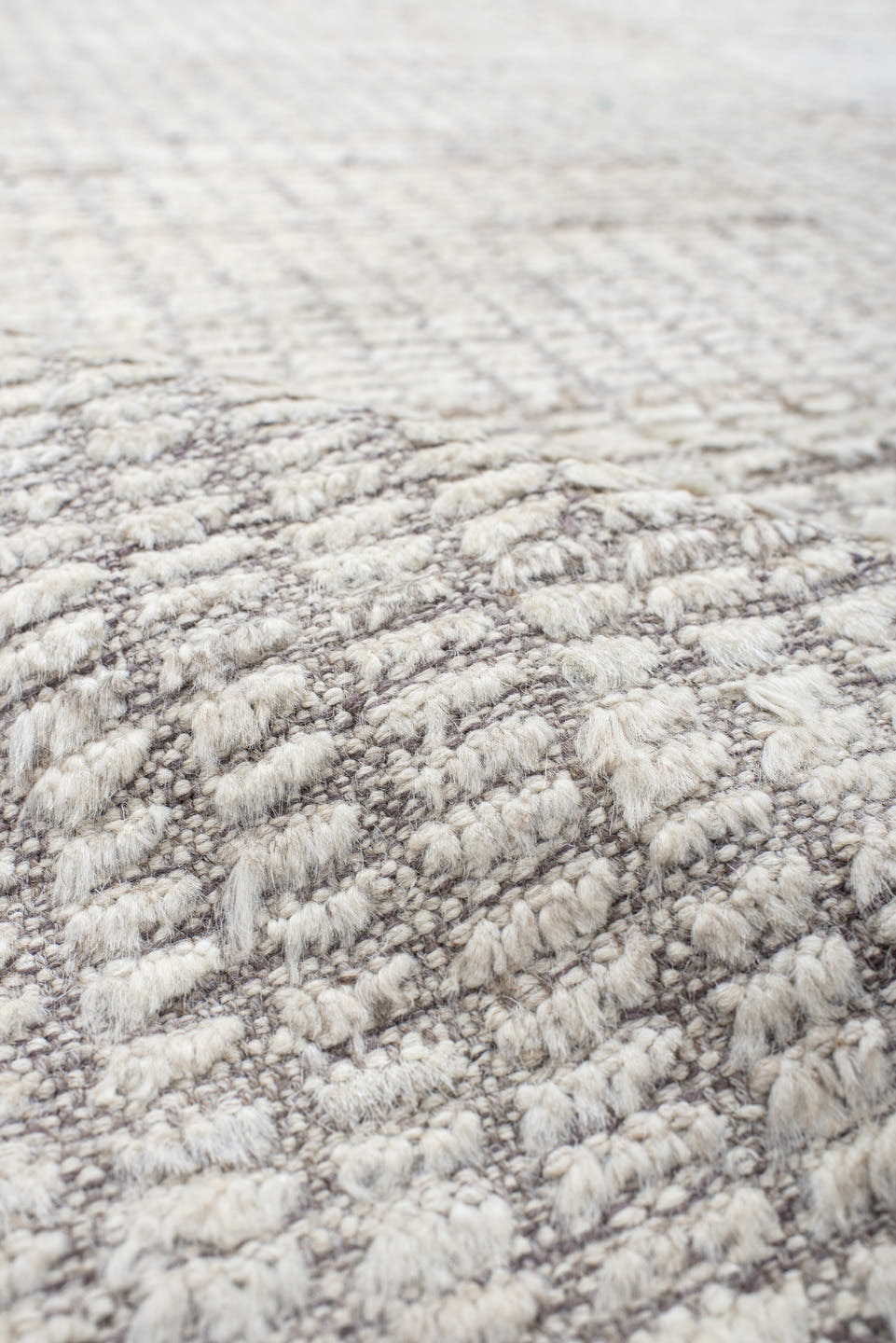 6' x 9' one-of-a-kind handmade vintage Tulu medium size rug. Color palette: ivory, gray, taupe, beige