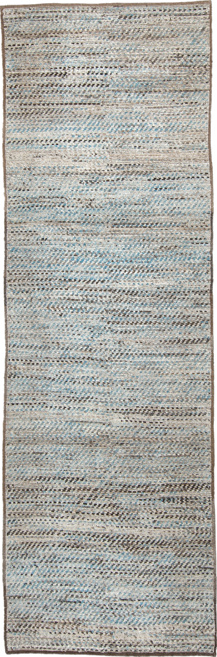 3' x 9' one-of-a-kind handmade vintage Tulu runner rug. Color palette: black, blue, charcoal, dark gray, dim gray, gainsboro